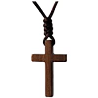 Xianli Wang Collar Colgante de Cruz de Madera de Nogal para Hombres Mujeres Niños Niño Niña Collar Arbolado